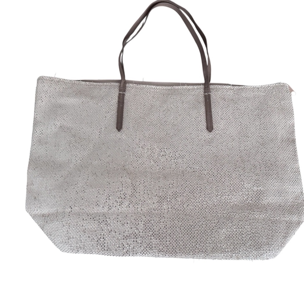 H & M Elegant Light Peach/Silver Tote Bag